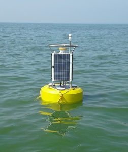 Buoy in western Lake Erie for harmful algal bloom monitoring and research, July 29, 2015. Credit: NOAA