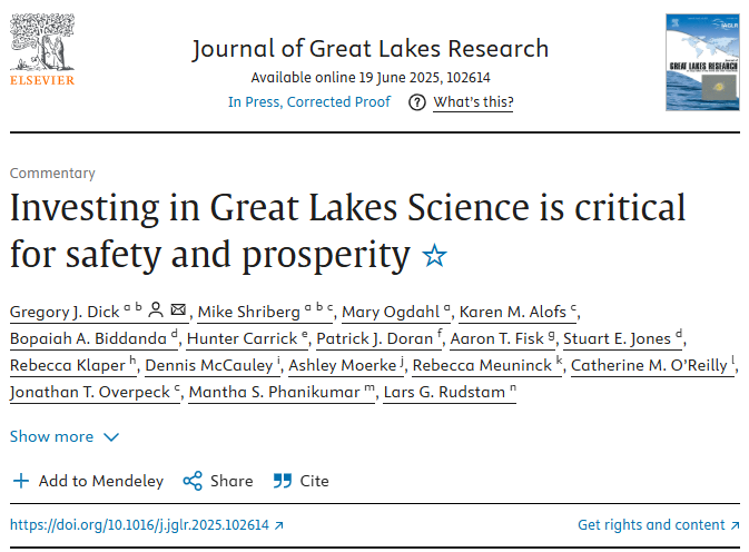 Investing in Great Lakes Science is critical for safety and prosperity